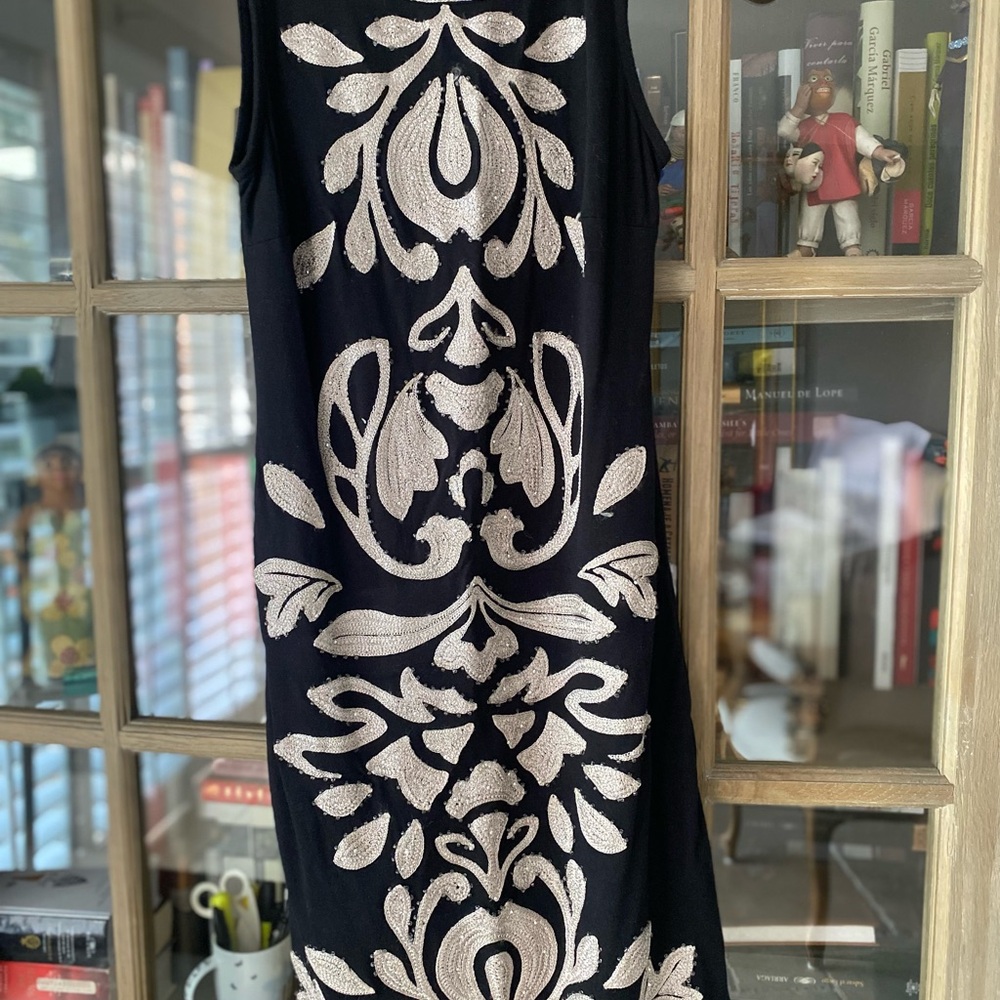 INC International Concepts Black and Cream Midi Dress